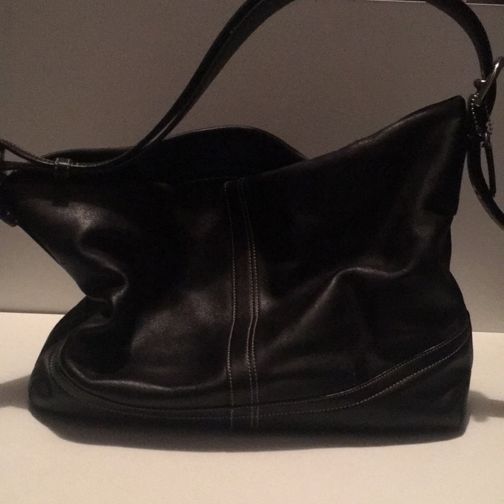 Black leather coach purse